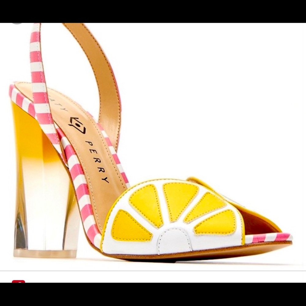*Rare* Katy Perry Lemon Striped Lucite heels